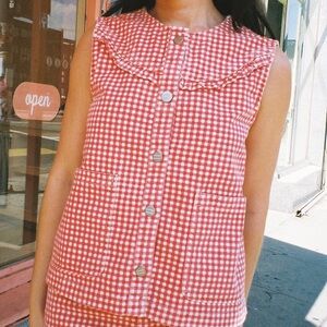 DAMSON MADDER Mari Red Gingham Vest 6